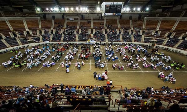 Photo of square dancing demonstration at the 2018 Pennsylvania Farm Show.
